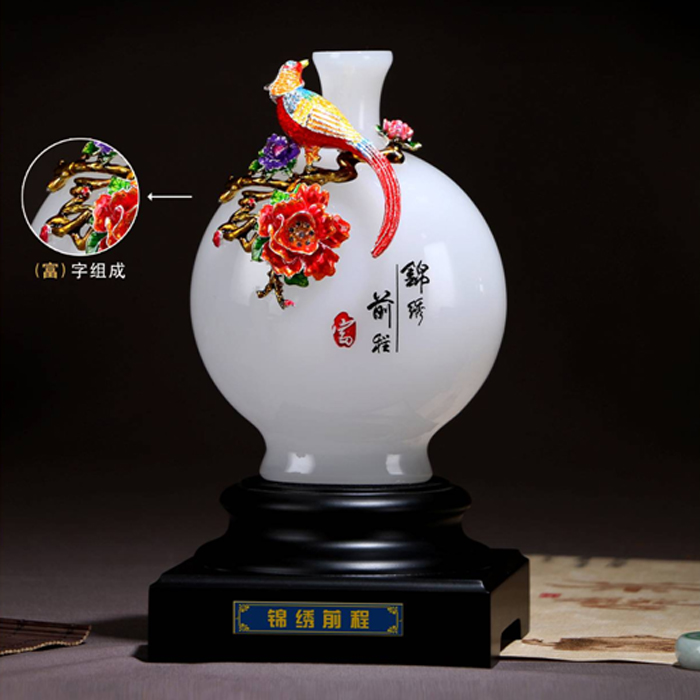 锦绣前程珐琅彩花瓶